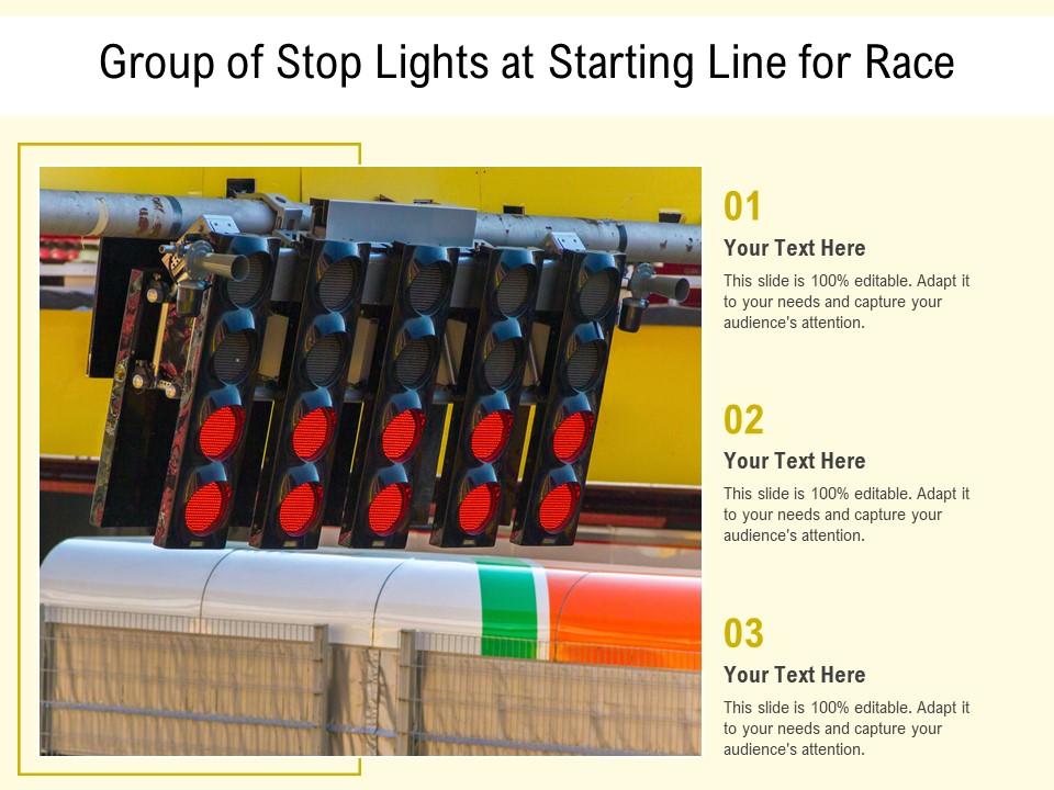 Group of stop lights at starting line for race