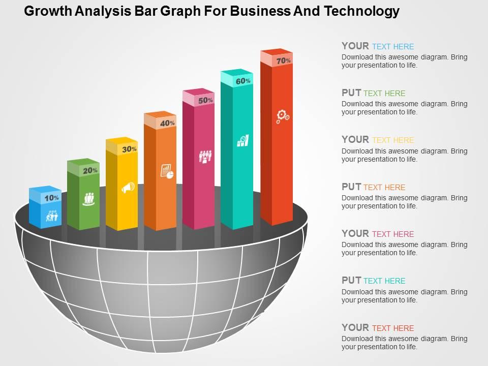 Growth analysis bar graph for business and technology flat powerpoint