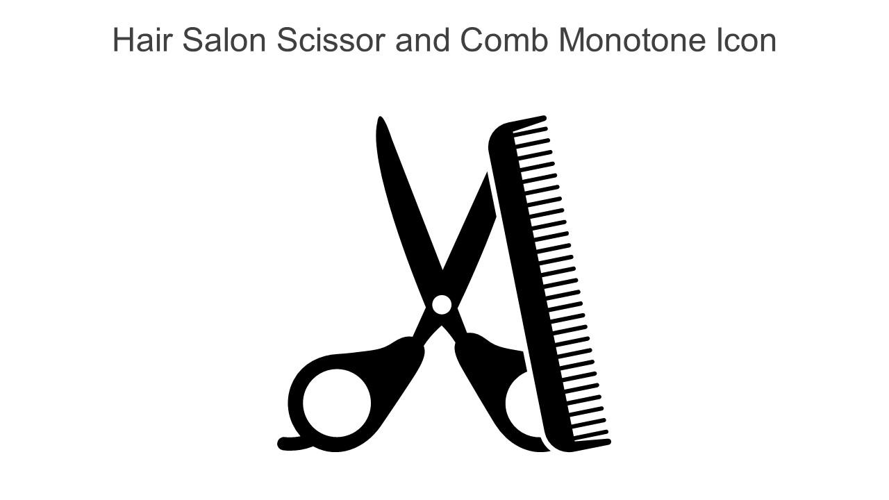 Hair Salon Scissor And Comb Monotone Icon In Powerpoint Pptx Png And Editable Eps Format