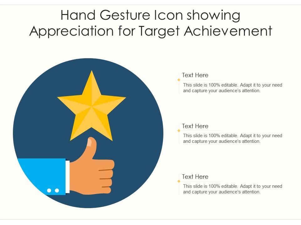 Hand gesture icon showing appreciation for target achievement