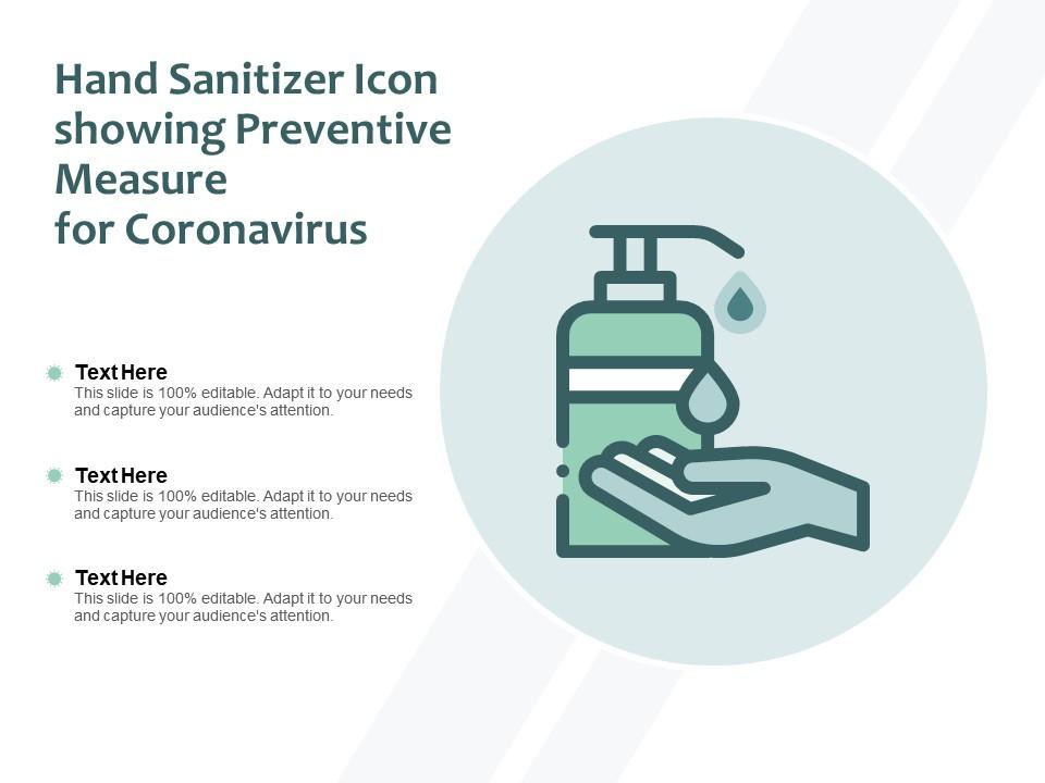 Hand sanitizer icon showing preventive measure for coronavirus Slide00