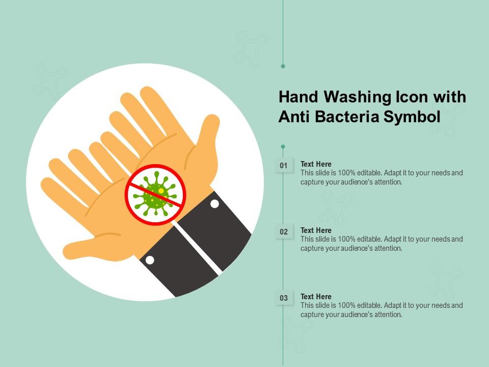 Hand washing icon with anti bacteria symbol Slide00