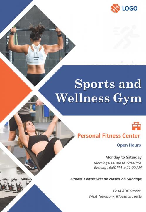 Health club and fitness center four page brochure template Slide01