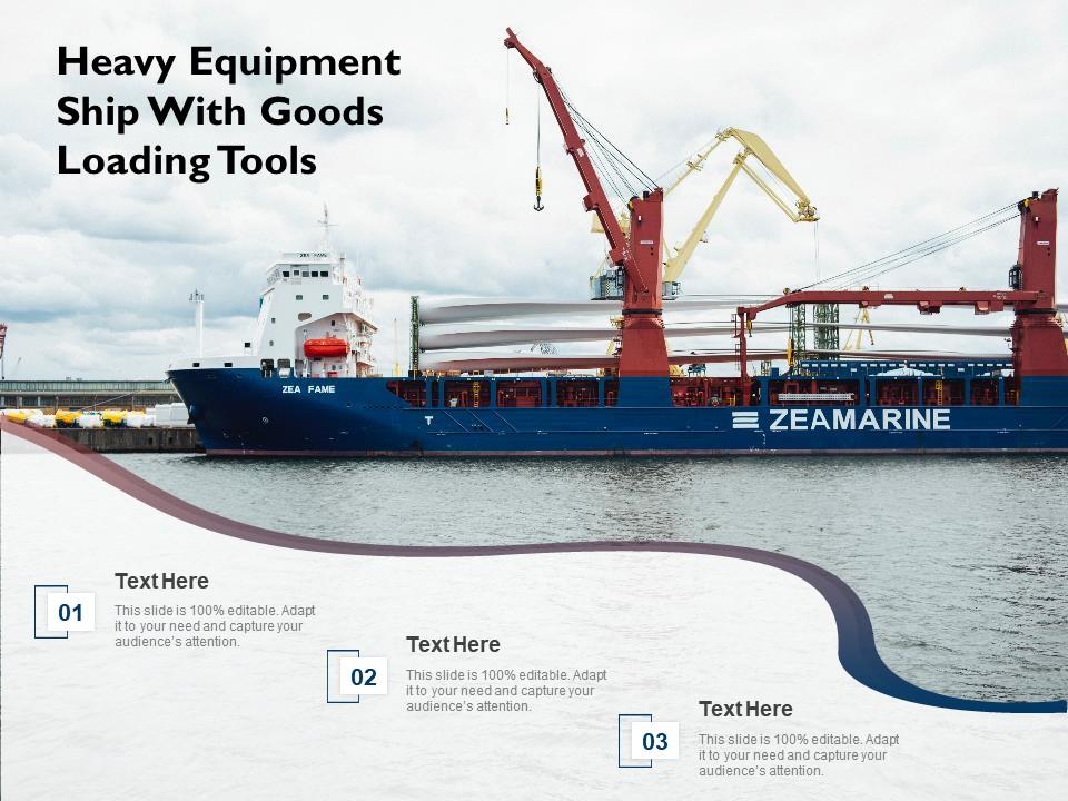 Heavy equipment ship with goods loading tools Slide01