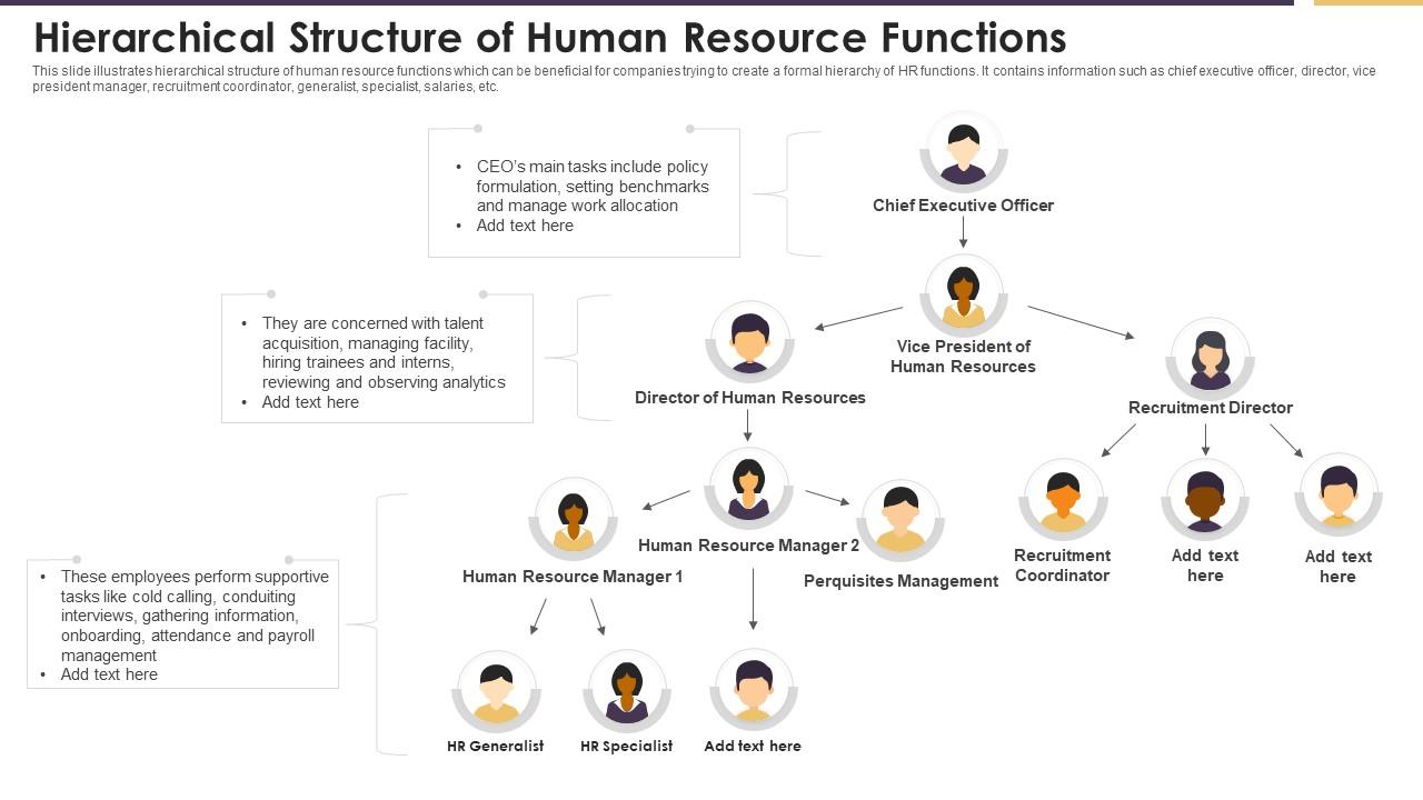 Hierarchical Structure Of Human Resource Functions Presentation
