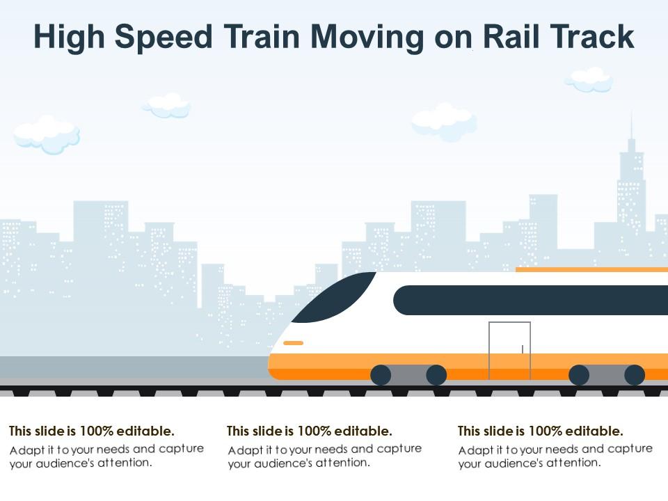 High Speed Train Moving On Rail Track Presentation Graphics