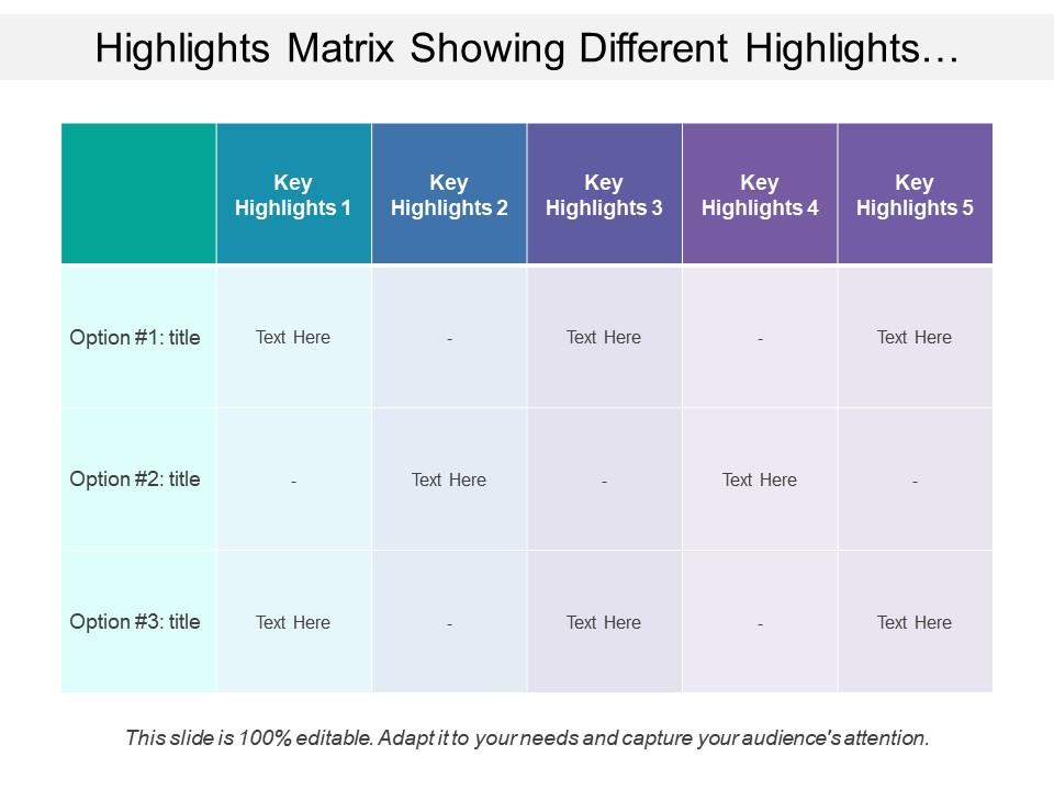 highlights_matrix_showing_different_highlights_with_text_options_Slide01