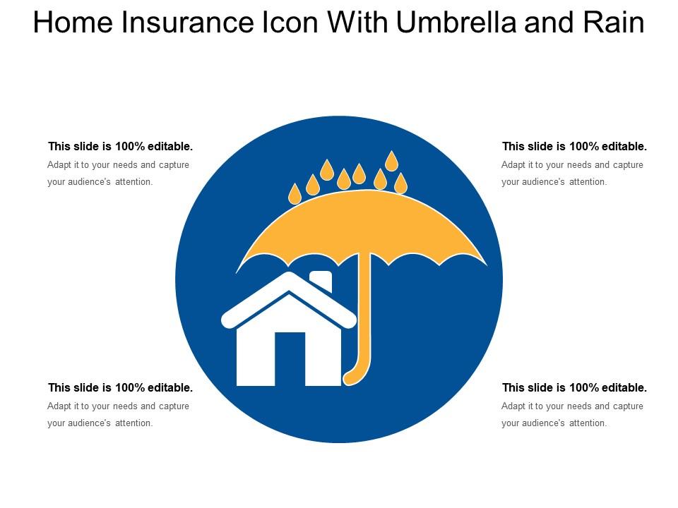 Home insurance icon with umbrella and rain Slide00