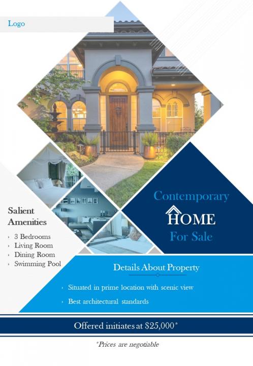 House for sale brochure two page flyer template Slide01
