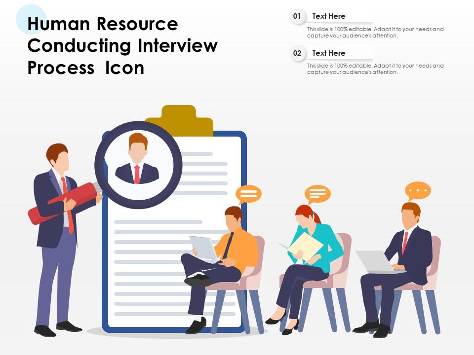 Human resource conducting interview process icon Presentation
