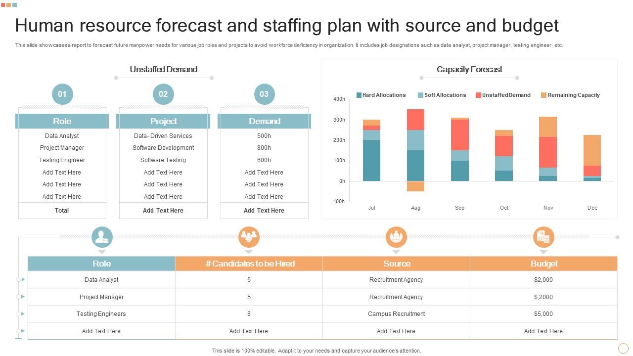 Human Resource Forecast And Staffing Plan With Source And Budget PPT Slide
