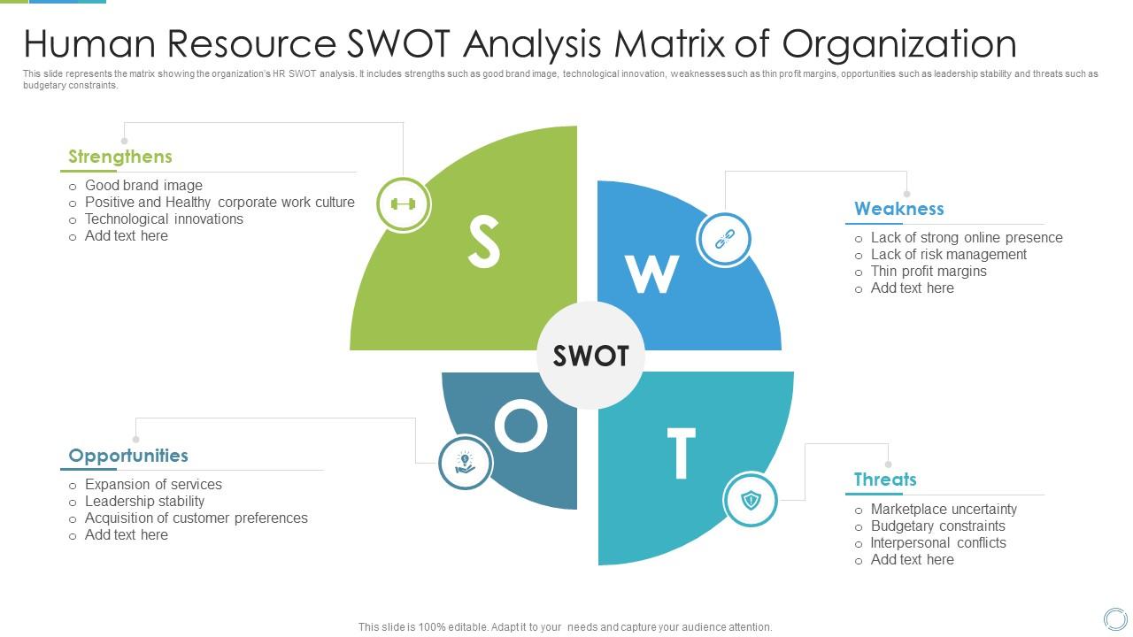 Human Resource SWOT Analysis Matrix Of Organization Slide01