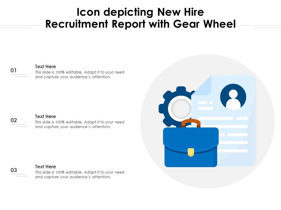 Icon depicting new hire recruitment report with gear wheel Slide00