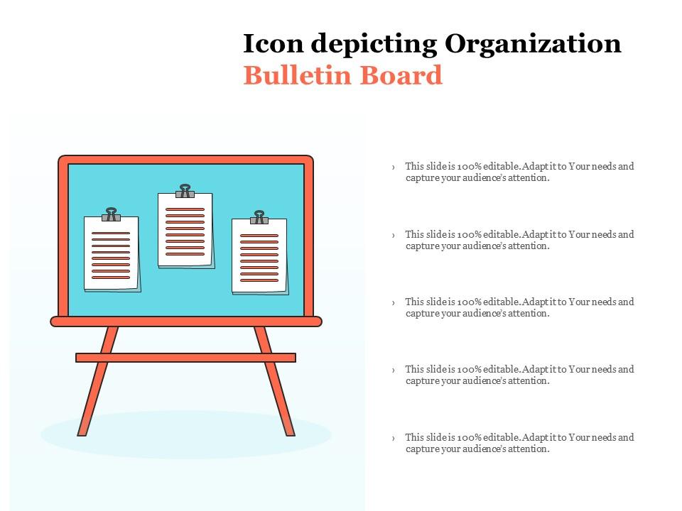Icon Depicting Organization Bulletin Board Presentation Graphics Presentation PowerPoint