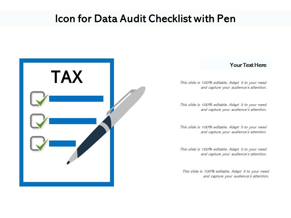 Icon For Data Audit Checklist With Pen