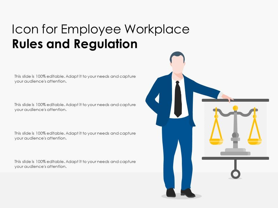 Icon For Employee Workplace Rules And Regulation Presentation Graphics Presentation