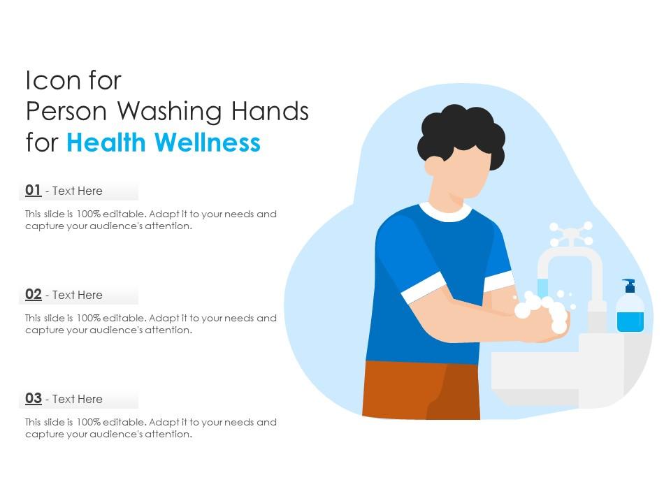 Icon for person washing hands for health wellness Slide00