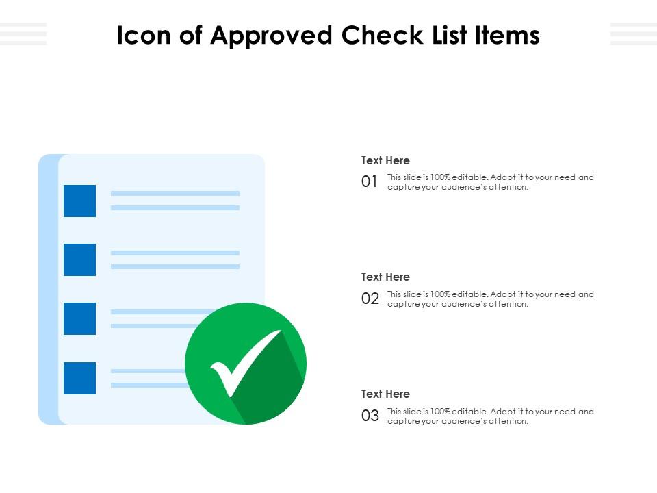 Icon of approved check list items Slide00