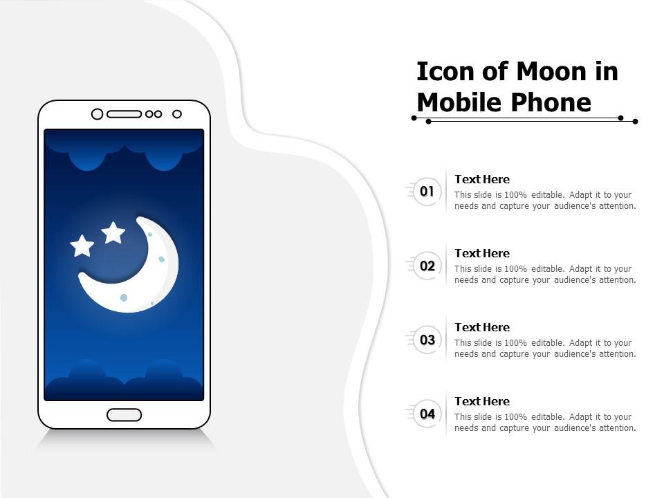 Icon of moon in mobile phone Slide00
