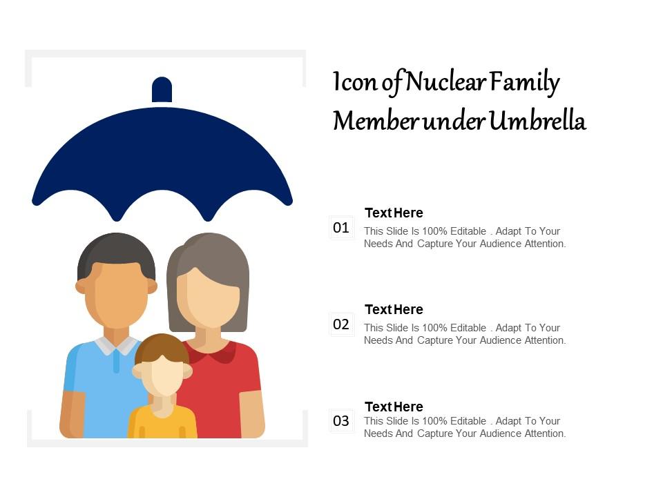 Icon of nuclear family member under umbrella Slide00