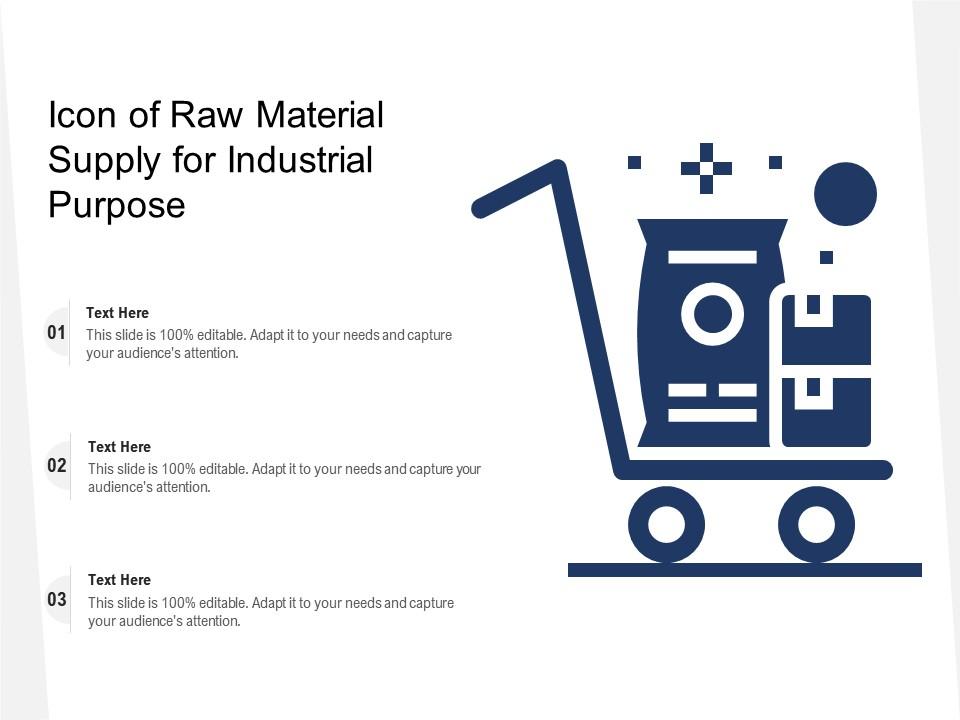 Icon Of Raw Material Supply For Industrial Purpose PowerPoint Design