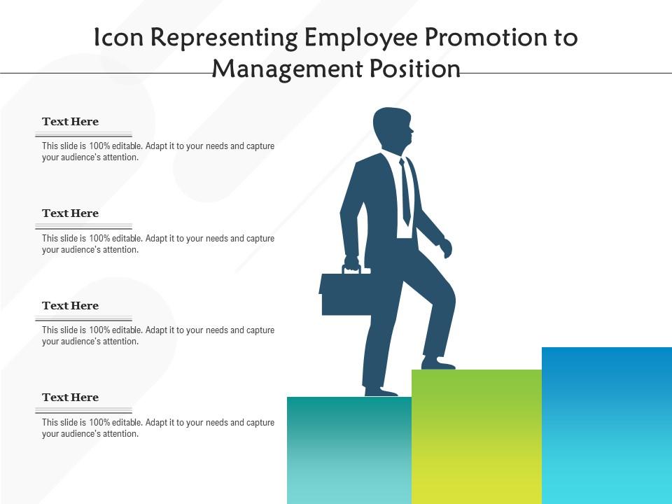 Icon representing employee promotion to management position