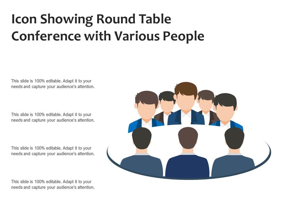 Icon Showing Round Table Conference With Various People Presentation