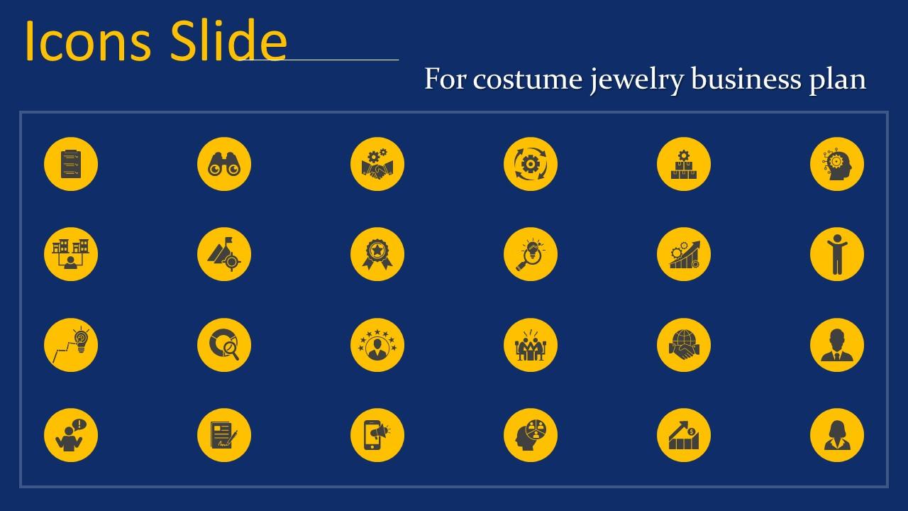 Icons Slide For Costume Jewelry Business Plan PPT PowerPoint