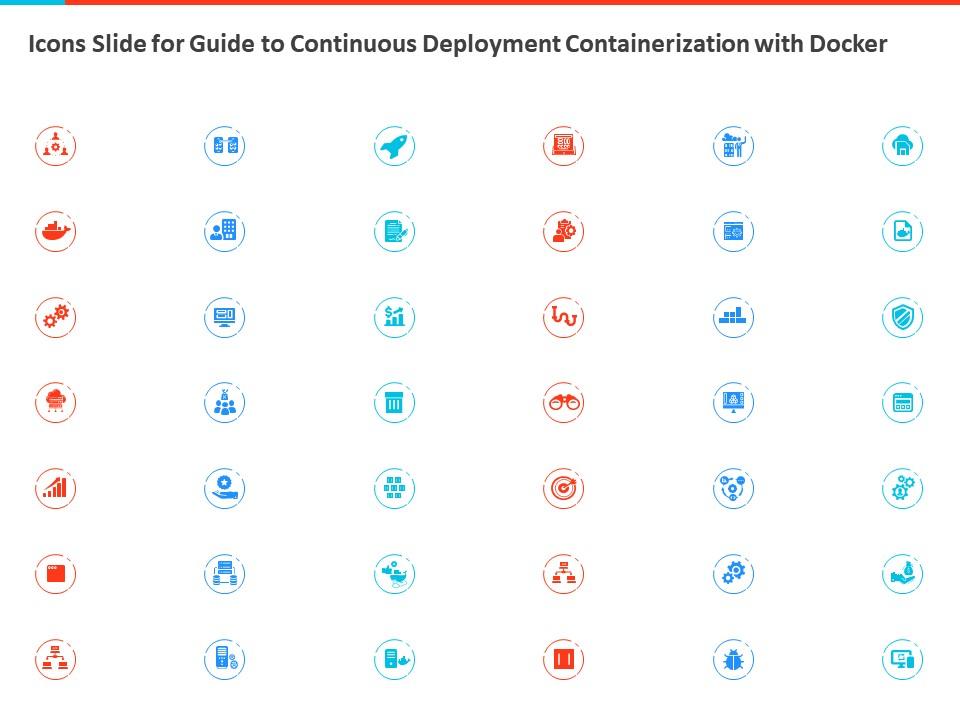 Icons slide for guide to continuous deployment containerization with docker ppt slides Slide00