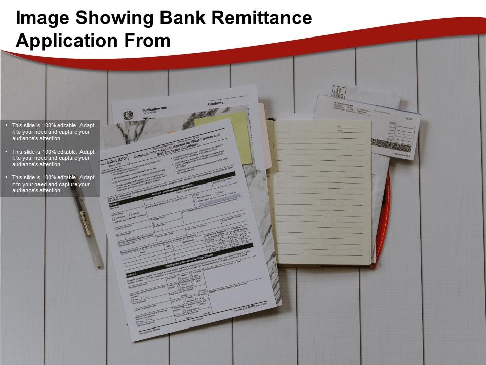 Image showing bank remittance application form