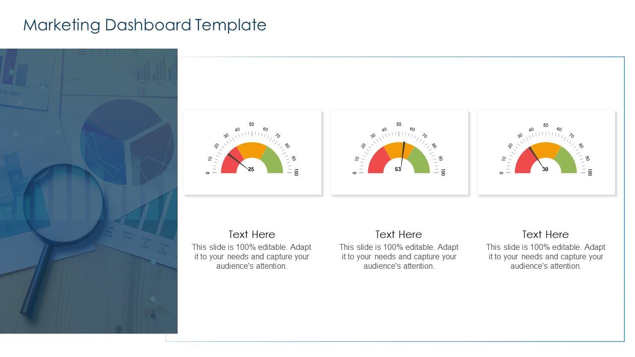 Implementing customer strategy for your organization marketing dashboard template