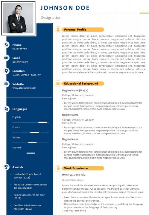 Impressive Visual CV Format For Job Search