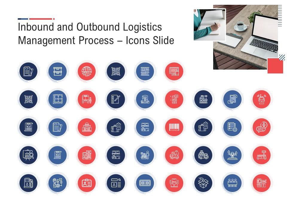 Inbound And Outbound Logistics Management Process Icons Slide Ppt Diagrams