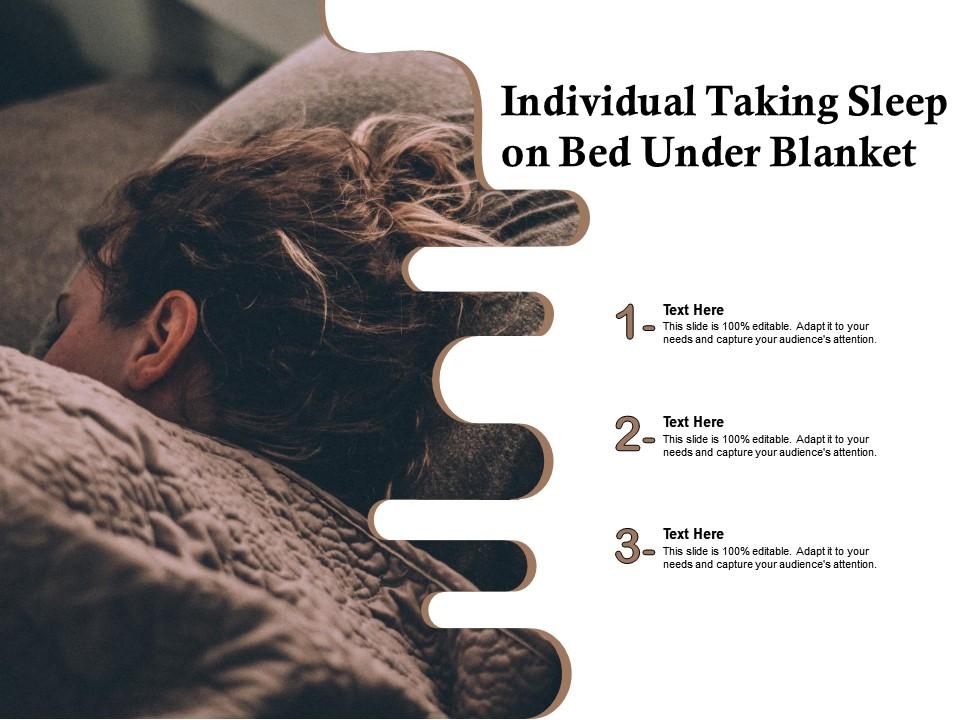 Individual Taking Sleep On Bed Under Blanket Presentation Graphics