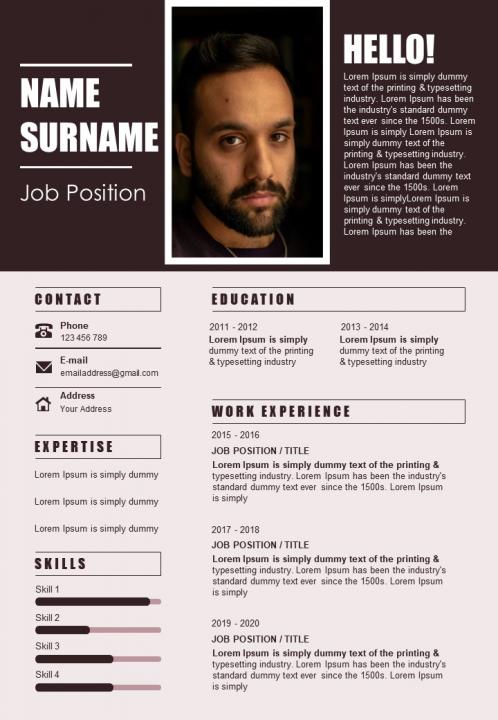 Infographic resume a4 size powerpoint template Slide01