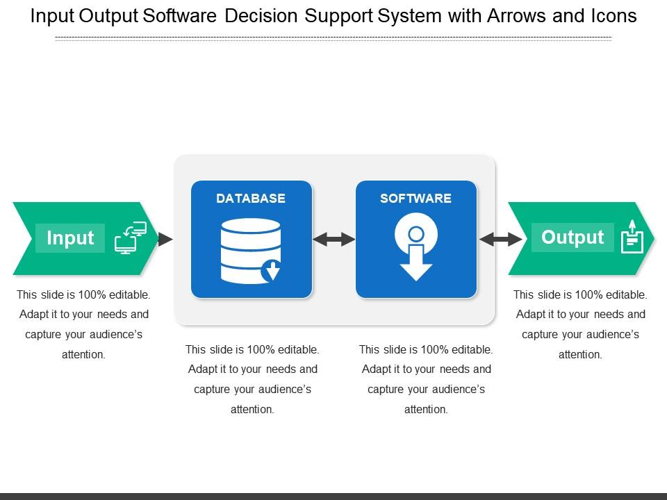 Input Output Software Decision Support System With Arrows And Icons ...