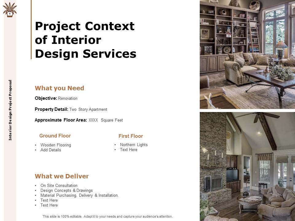 Portfolio of Interior Design Studio in White and Yellow Online Presentation  (16:9) Template - VistaCreate