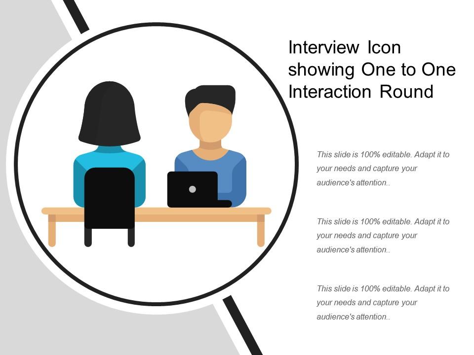 Interview icon showing one to one interaction round Slide00