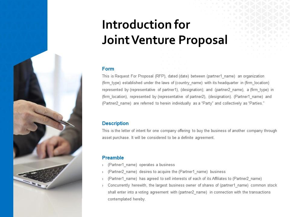 Introduction for joint venture proposal ppt powerpoint presentation styles Slide00