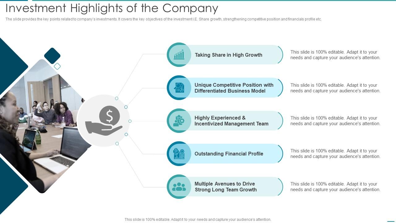 Investment Highlights Of The Company Pitchbook For Investment Bank