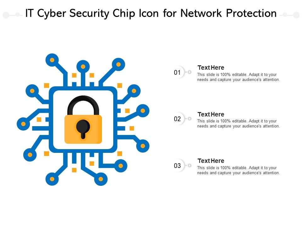 It cyber security chip icon for network protection Slide01
