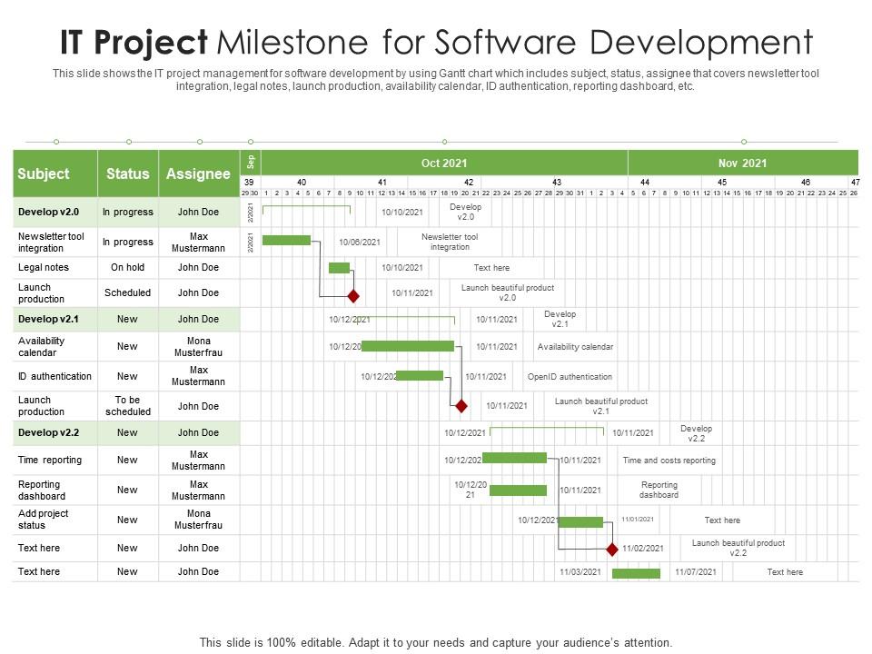 IT Project Milestone For Software Development