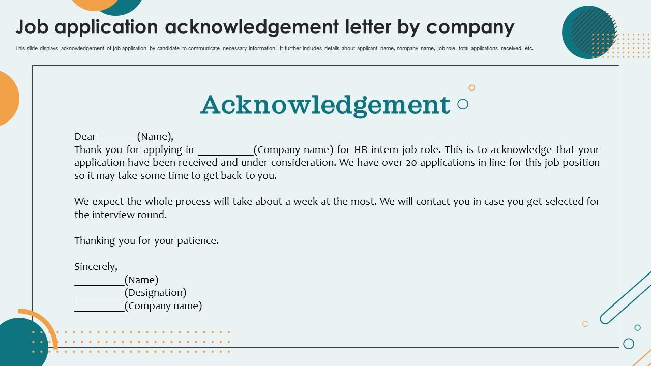 Job Application Acknowledgement Letter By Company Presentation