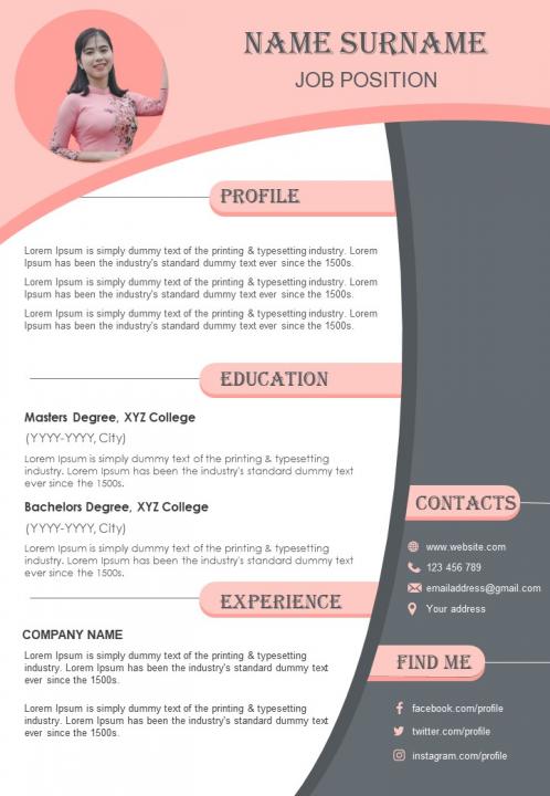 Job Cv Sample Format With Achievements And Abilities | Presentation  Graphics | Presentation Powerpoint Example | Slide Templates