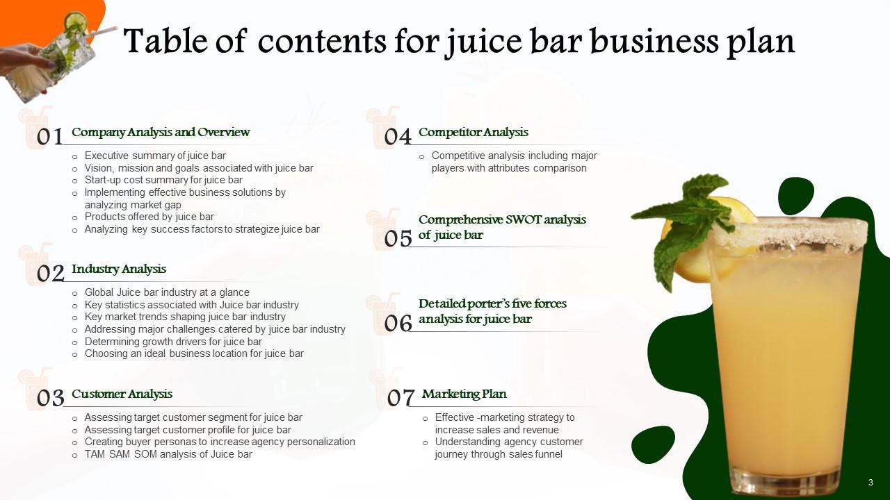 Juice Bar Business Plan Powerpoint Presentation Slides PPT Example