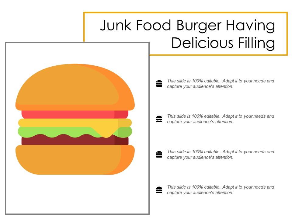 Junk food burger having delicious filling Slide01
