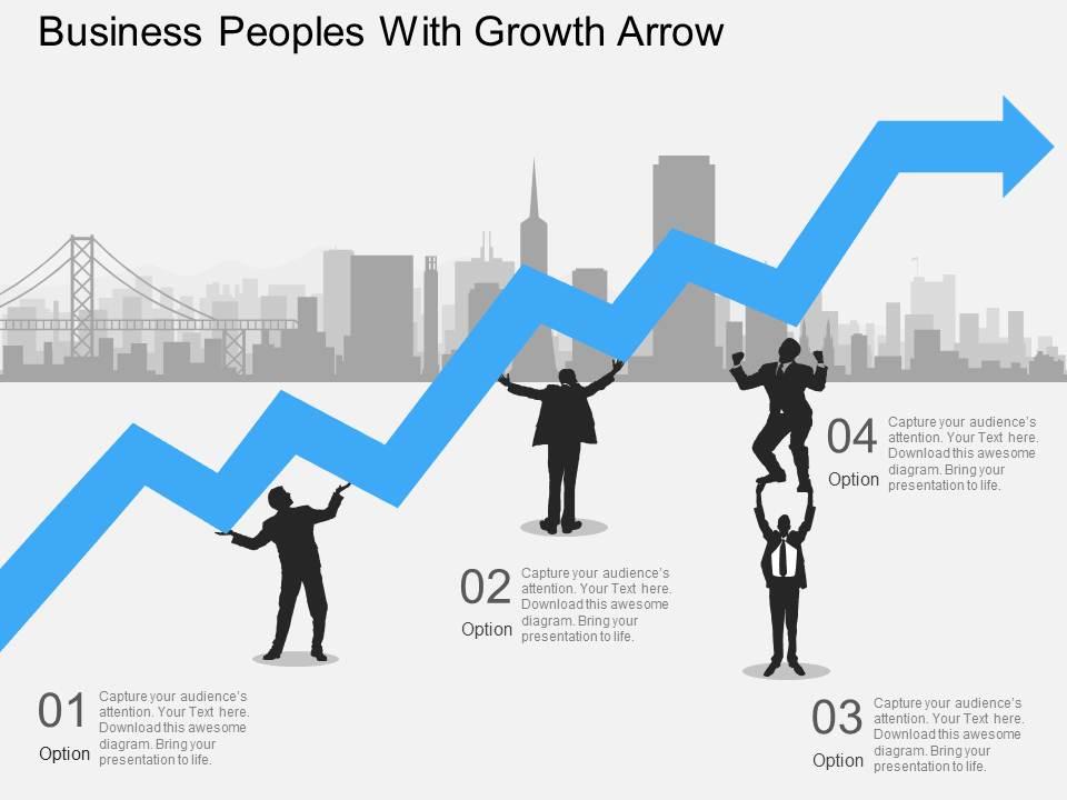 Kh business peoples with growth arrow flat powerpoint design Slide01