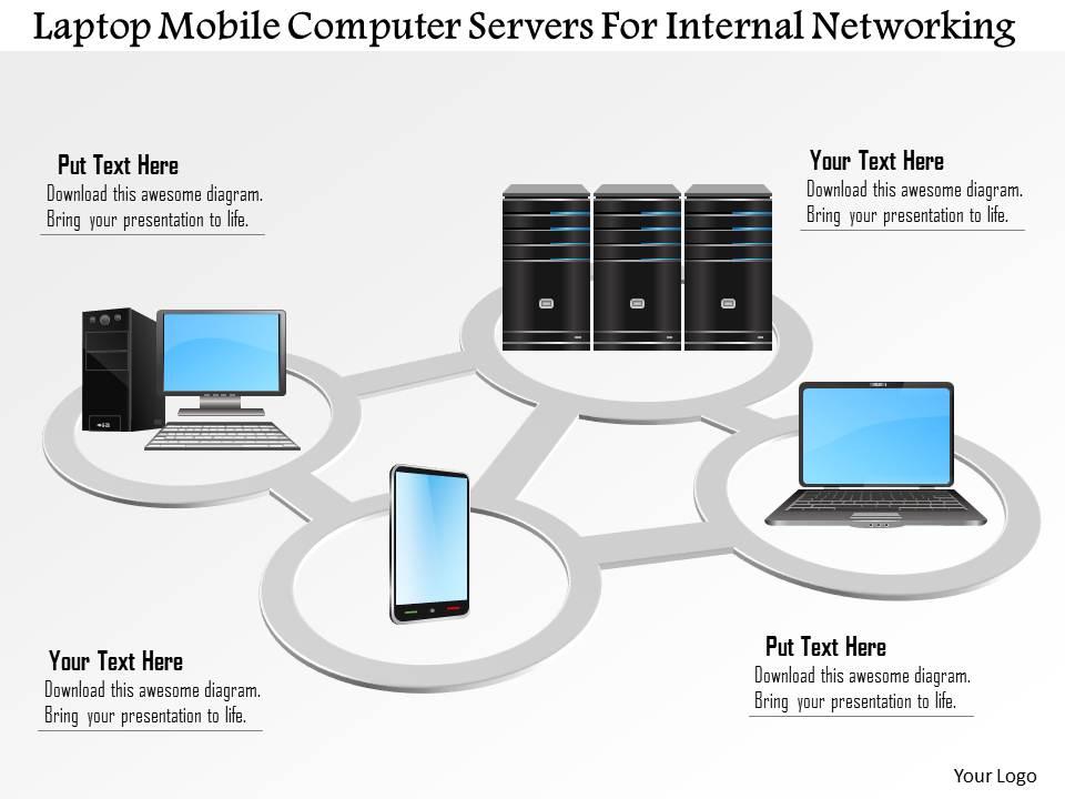 Laptop mobile computer servers for internal networking ppt slides Slide01