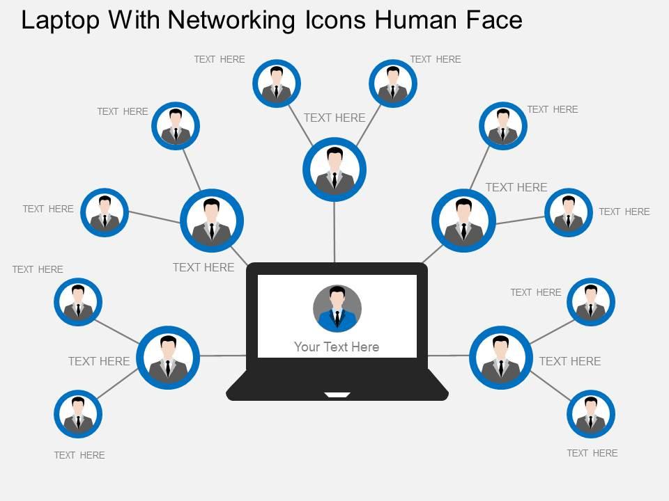 laptop_with_networking_icons_human_face_flat_powerpoint_design_Slide01