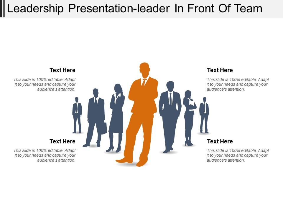 Leadership presentation leader in front of team Slide01